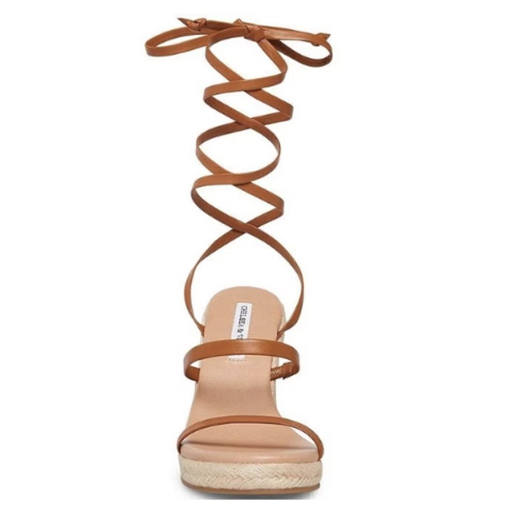 NEW Chelsea & Violet Mariah Ankle Wrap Espadrille Wedge Sandals in Honey - Picture 5 of 6